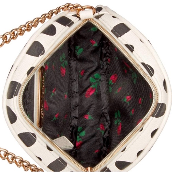🆕 BETSEY JOHNSON Polka Dot Smiley Face Crossbody Bag NWT Pearls Rhinestones - Picture 4 of 17